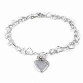 Thumbnail 1 - Heart Linked Bracelet with Charm
