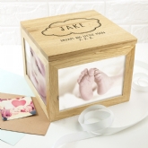 Thumbnail 1 - Personalised Name in Cloud Oak Photo Keepsake Box