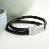 Thumbnail 3 - Personalised Men's Dual Leather Bracelet