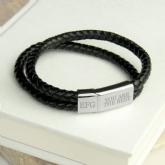 Thumbnail 1 - Personalised Men's Dual Leather Bracelet