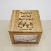 Thumbnail 3 - Personalised Baby Boy Keepsake Box Photo Cube