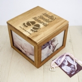 Thumbnail 4 - Personalised Baby Girl Shoes Oak Photo Keepsake Box