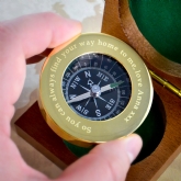 Thumbnail 2 - Personalised Brass Compass with Wooden Box