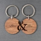 Thumbnail 1 - Personalised Couples Set of Two Wooden Keyrings