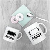 Thumbnail 2 - Personalised Daddy & Me Low Battery Mug Sets