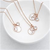 Thumbnail 4 - Personalised Rose Gold Initial Necklace with Mother of Pearl and Crystal Charms
