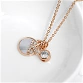 Thumbnail 7 - Personalised Rose Gold Initial Necklace with Mother of Pearl and Crystal Charms