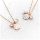 Thumbnail 8 - Personalised Rose Gold Initial Necklace with Mother of Pearl and Crystal Charms