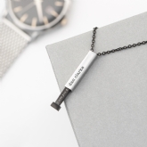 Thumbnail 1 - Personalised Men's Black & Silver Hidden Message Chain Necklace