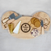 Thumbnail 1 - Personalised Hevea Wood Oval Cheese Board and Knife Set