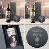 Thumbnail 1 - 19 Crimes Red Wine & Sauvignon Blanc Gift Sets with "Dad's Wine" Slate Coaster