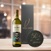 Thumbnail 9 - 19 Crimes Red Wine & Sauvignon Blanc Gift Sets with 50th Birthday Slate Coaster