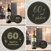 Thumbnail 1 - 19 Crimes Red Wine & Sauvignon Blanc Gift Sets with 60th Birthday Slate Coaster