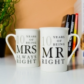 Thumbnail 2 - mr right mrs always right 10th anniversary mugs