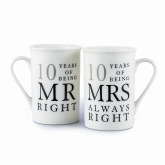 Thumbnail 4 - mr right mrs always right 10th anniversary mugs