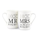 Thumbnail 3 - mr right mrs always right 10th anniversary mugs