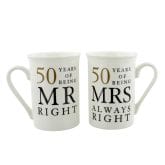 Thumbnail 1 - 50 Years of Being Mr Right and Mrs Always Right Mugs