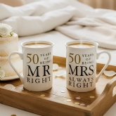 Thumbnail 1 - 50 Years of Being Mr Right and Mrs Always Right Mugs