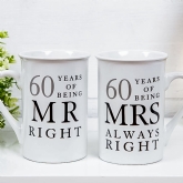 Thumbnail 2 - 60 Years Of Mr Right/Mrs Always Right Mugs