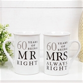 Thumbnail 1 - 60 Years Of Mr Right/Mrs Always Right Mugs