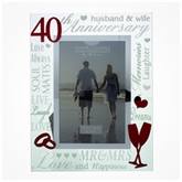 Thumbnail 1 - Mirror Words 40th Anniversary 4 x 6 Photo Frame