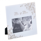 Thumbnail 2 - Mr & Mrs Grey Glass Gold Floral Frame - 4" x 6"