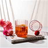 Thumbnail 1 - Set of 2 Scalloped Pink Glass Tumblers