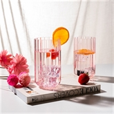 Thumbnail 2 - Set of 2 Scalloped Pink Glass Tumblers