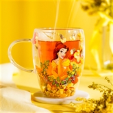 Thumbnail 1 - Disney Princess Belle Floral Glass Mug