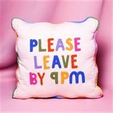 Thumbnail 1 - Raspberry Blossom Cushion - "Please Leave By 9"