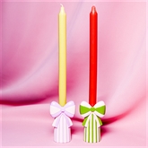 Thumbnail 1 - Raspberry Blossom Set of 2 Candlestick Holders with Bow
