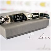 Thumbnail 1 - Personalised Men's Woven Leather Bracelet with Handwriting