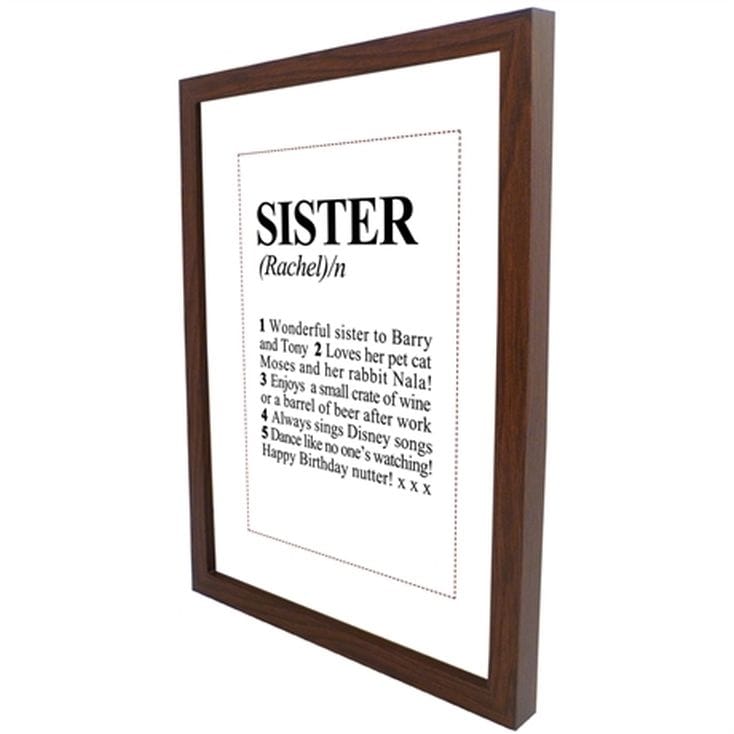 Personalised Sister Dictionary Definition Print