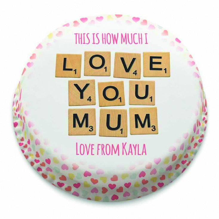 Personalised Love You Mum Scrabble Letterbox Cake