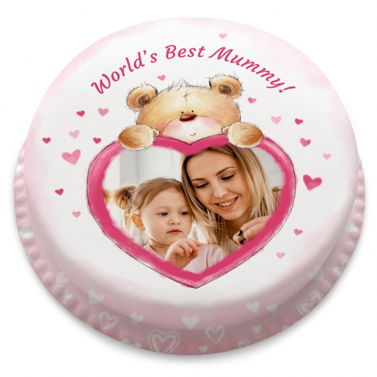 Personalised Ted Heart Photo Letterbox Cake