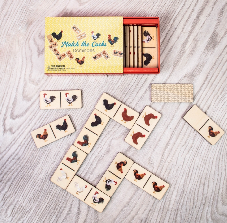 Match the Cocks Wooden Dominoes Set