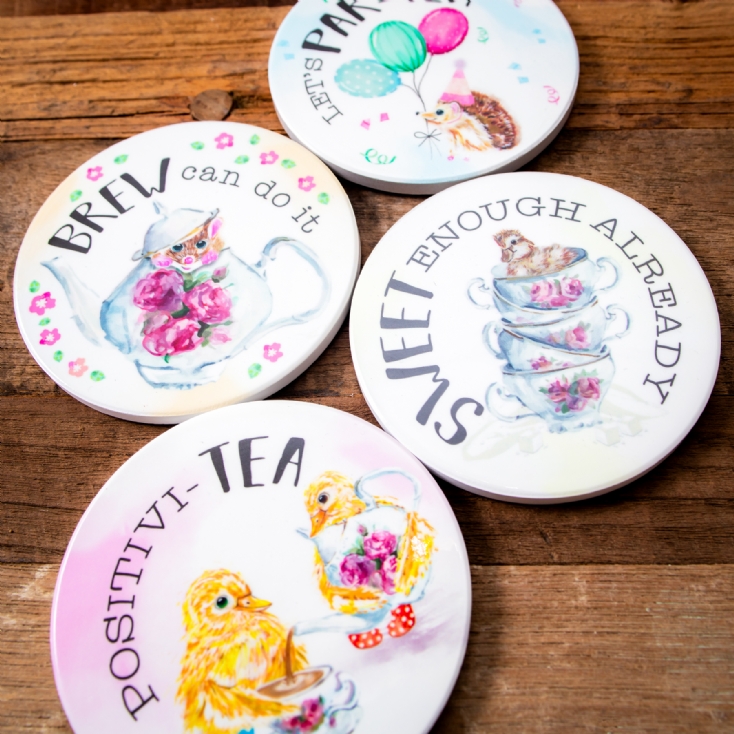 Ceramic Coaster Set Time for Tea Find Me A Gift