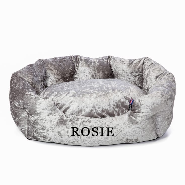 Personalised Crushed Velvet Dog Bed