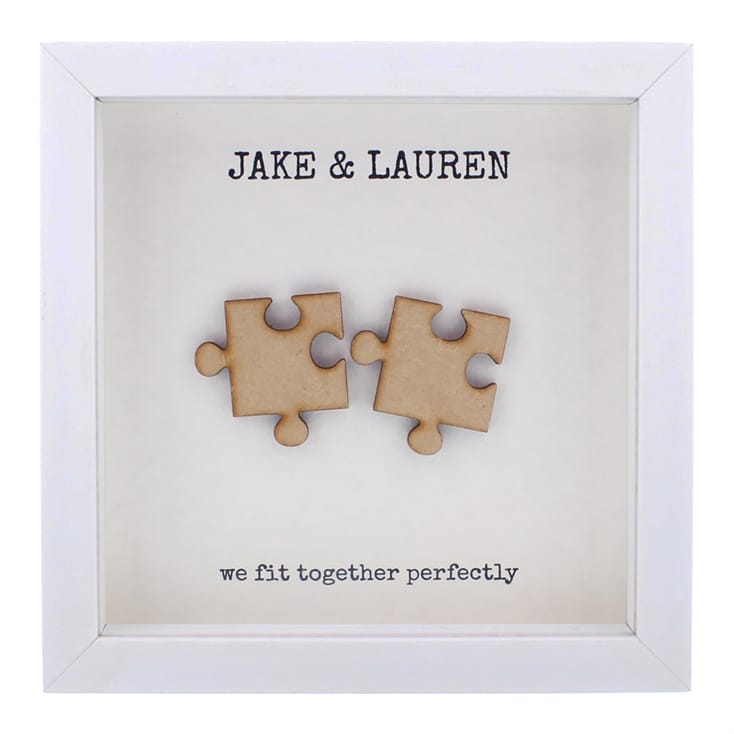 'We Fit Together' Personalised Jigsaw Piece Wooden Box Frame