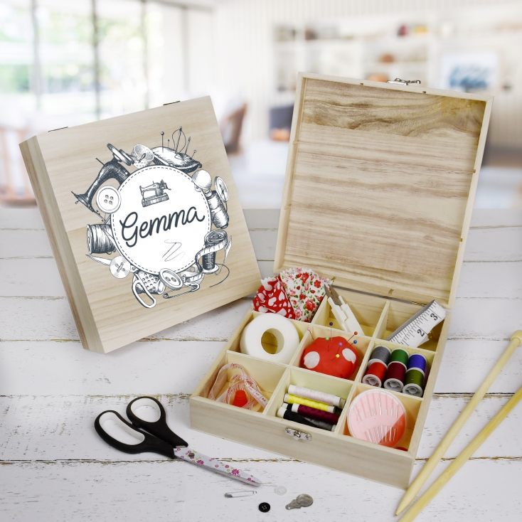 Personalised Wooden Sewing Box