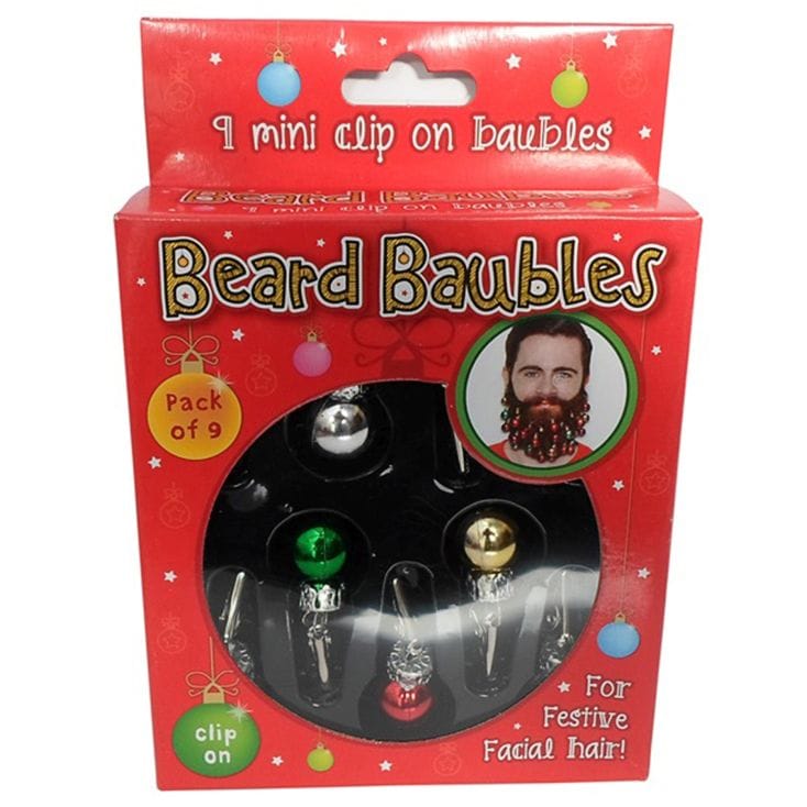 9 Quality Clip On Beard Xmas Baubles Decorations Secret Santa Present Gift Box 