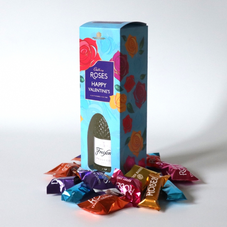 Personalised Cadbury Roses and Mini Prosecco Gift Box