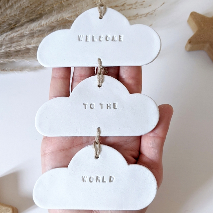 Handmade Welcome to the World Cloud Hanging Decoration
