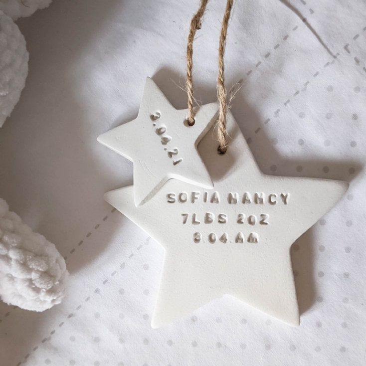 Personalised Handmade Baby Birth Details Star Hanging