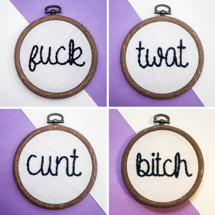3" Handmade Swear Word Embroidery Hoops