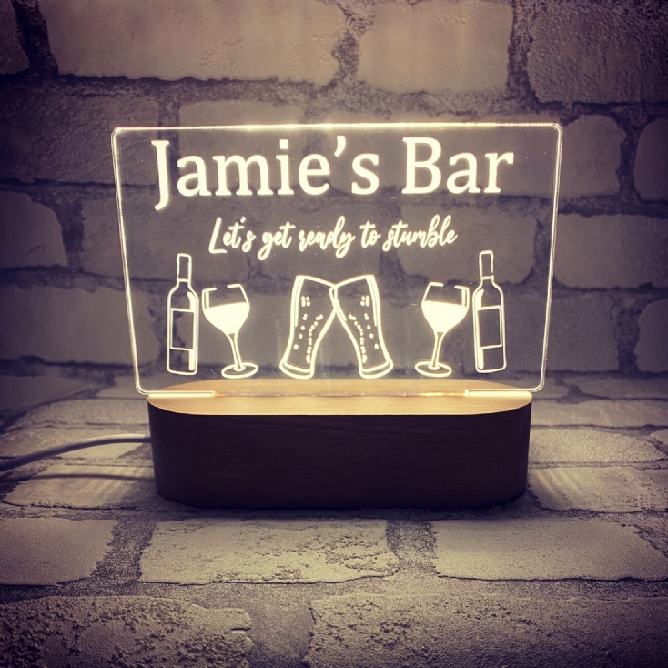 Light up sales personalised bar sign