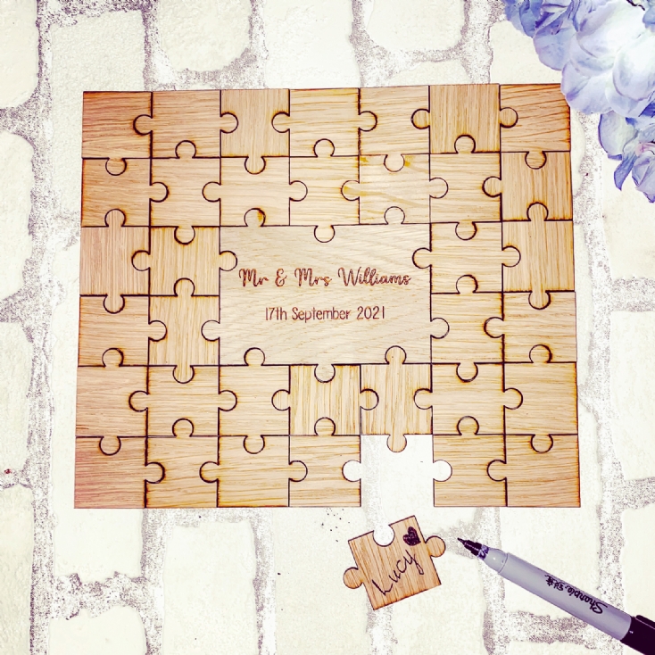 Personalised Wooden Puzzle Wedding Guest Book Find Me A Gift