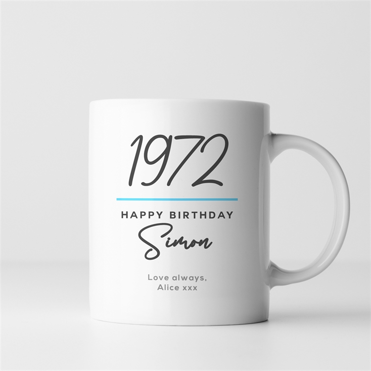 Classy 50th Birthday Year Personalised Mug