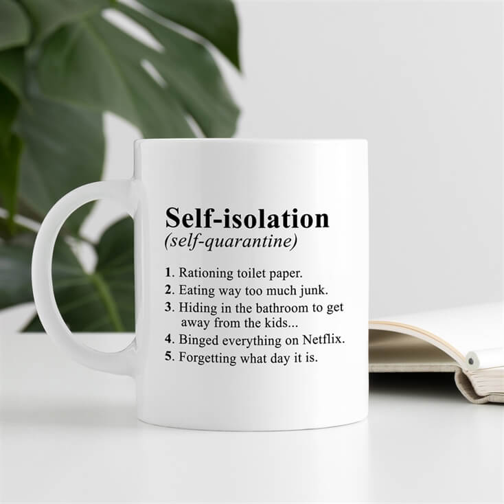 Personalised Self Isolation Dictionary Definition Mug
