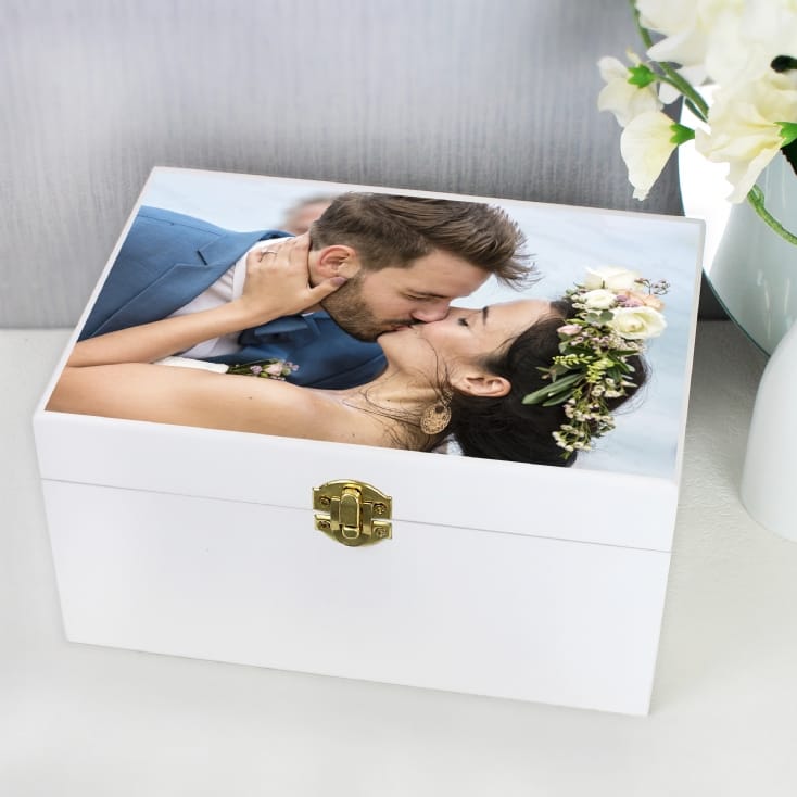 Personalised White Storage Box with Photo